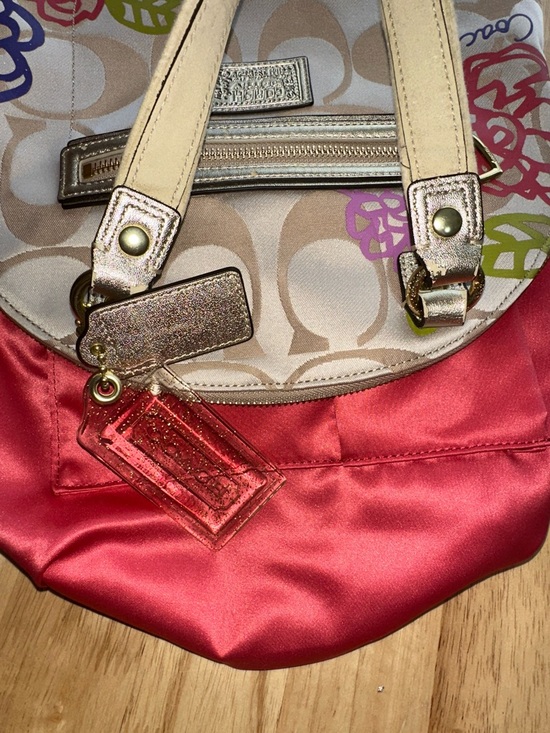 Coach Poppy 2012 Beige Signature Floral Satchel with Metallic Gold Accents - Picture 9 of 9